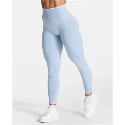 Women'S White Edge Waist Pants Seamless Gym Solid Color Sports Tight High Waist Hip Lifting Yoga Pants Running Exercise Pants