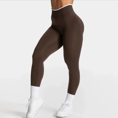 Women'S White Edge Waist Pants Seamless Gym Solid Color Sports Tight High Waist Hip Lifting Yoga Pants Running Exercise Pants